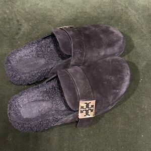 Tory Sport Black Suede Slip-On Mules